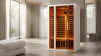 2 Person Extendable FAR Infrared Sauna for Home, Hemlock Wood Low EMF 6 Carbon Heaters Indoor Saunas with LED Lights, Bluetooth Speaker, Digital Control Panel, and Seating Bench — Lifestyle