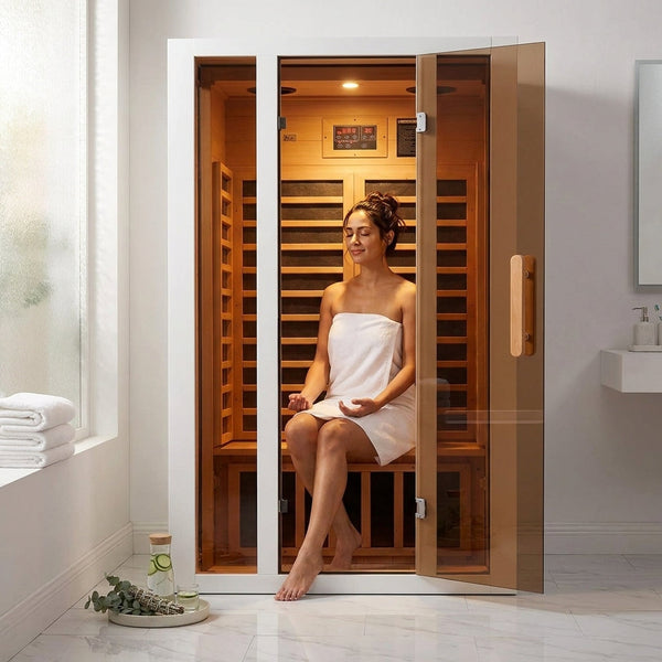 Infrared Sauna Built for Home Wellness, Hemlock Wood Construction, Low EMF Carbon Heaters, Digital Control