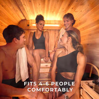 Lennon 6-Person Outdoor Cedar Traditional Wet/Dry Cube Sauna with 9Kw Electric Heater, Wi-Fi Control, LED Lights