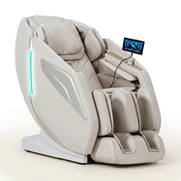 4D Massage Chair Full Body Zero Gravity Heated Recliner with Body Scan, 55" Sl-Track & Stretch, 40 Airbags - Shiatsu, Knead, Foot Rollers, Voice & APP Control, 15 Auto Modes & 9 Techniques (Beige) — Studio Shot