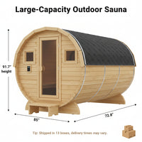Traditional Wood Sauna Built for Home Wellness, 6KW Heater, Tempered Glass, 4-6 Person Capacity