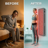 HG1000 Full Body Red Light Therapy Panel, 200 Leds, 660Nm Red & 850Nm Near-Infrared Light, Built-In Timer, Door Hanging Kit — Before & After