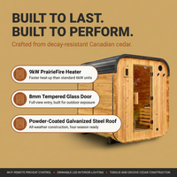 Lennon 6-Person Outdoor Cedar Traditional Wet/Dry Cube Sauna with 9Kw Electric Heater, Wi-Fi Control, LED Lights — Results & Stats