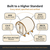 Outdoor Traditional Sauna, 4-6 Person Wooden Sauna, Steam Wet Wood Sauna with 220V with 6KW Heater, Sauna Stone, Thermometer — Results & Stats