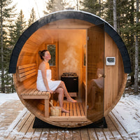 Outdoor Traditional Sauna, 4-6 Person Wooden Sauna, Steam Wet Wood Sauna with 220V with 6KW Heater, Sauna Stone, Thermometer — Lifestyle