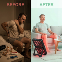 Red Light Therapy Panel, 660Nm Red & 850Nm near Infrared Light Therapy Device with TENS & EMS Functions, 60 Dual Chip Leds, 6 Programs, Timer, Stand, High Power LED Light Therapy Lamp for Face Body — Before & After