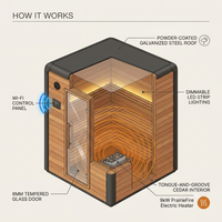 Traditional Wet Dry Sauna Built for Consistent Heat, Cedar Interior, 9kW Heater, WiFi Control, LED Lighting — How It Works