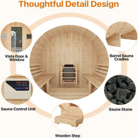 Traditional Wood Sauna Built for Home Wellness, 6KW Heater, Tempered Glass, 4-6 Person Capacity